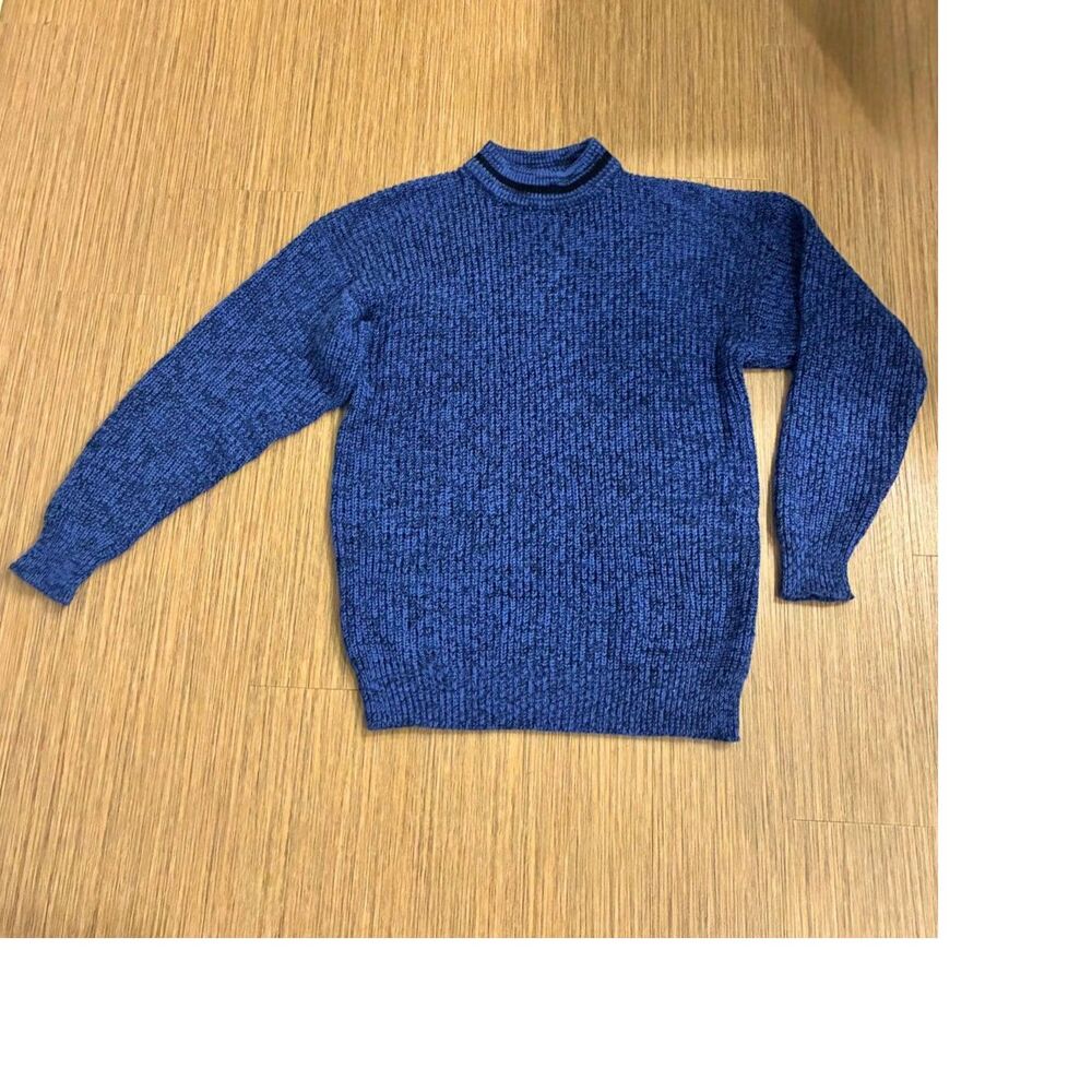 Vintage Playboy Special Edition Blue Marled Knit Mock Neck Sweater 90s Mens L
